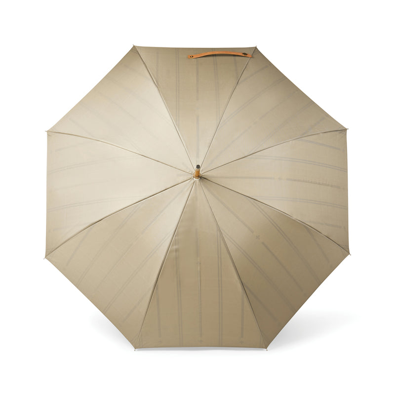 Load image into Gallery viewer, Vinga recycled pet 23-inch umbrella open, showcasing eco-friendly design with a sturdy canopy and curved handle.