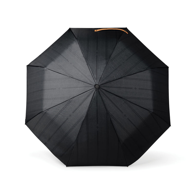 Load image into Gallery viewer, Vinga recycled pet 21-inch foldable umbrella open with green canopy and black handle, lightweight and eco-friendly design.