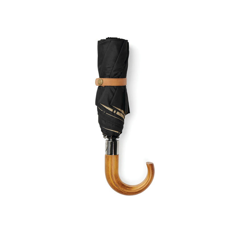 Load image into Gallery viewer, Recycled pet 21-inch foldable umbrella by Vinga, showing the compact, eco-friendly umbrella with a black handle and canopy.