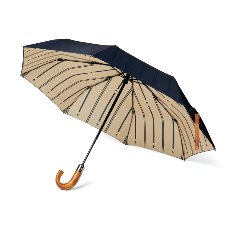 Load image into Gallery viewer, Vinga recycled pet 21-inch foldable umbrella open, showcasing compact design and eco-friendly material in vibrant colors.