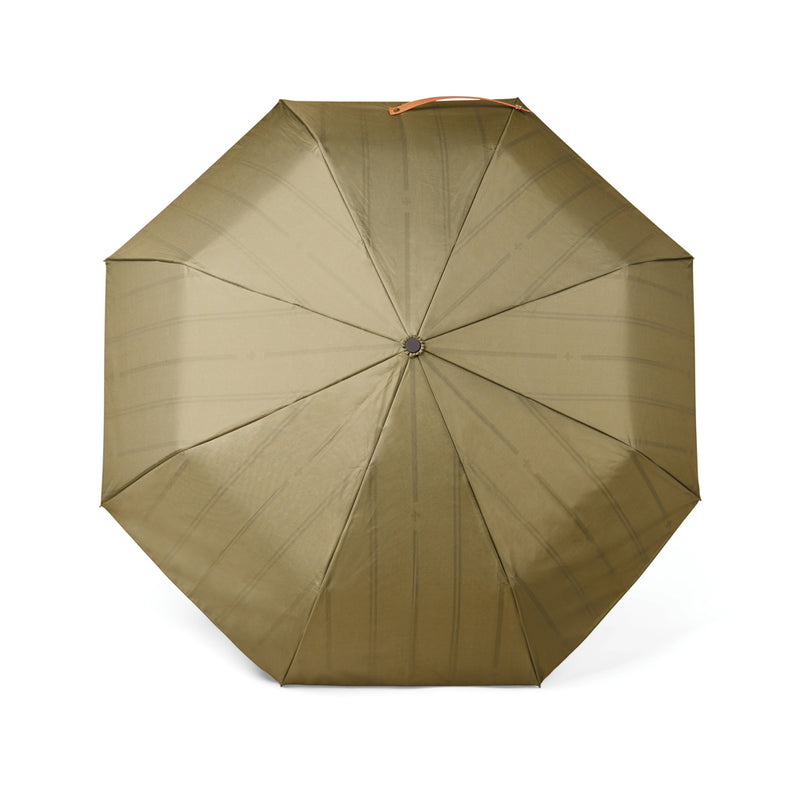 Load image into Gallery viewer, Vinga recycled pet 21-inch foldable umbrella open, showing green canopy and compact design for portable rain protection.