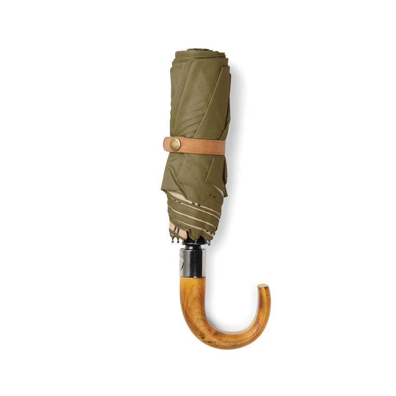Load image into Gallery viewer, Vinga recycled pet 21-inch foldable umbrella open, showing its compact, eco-friendly design with a patterned canopy.
