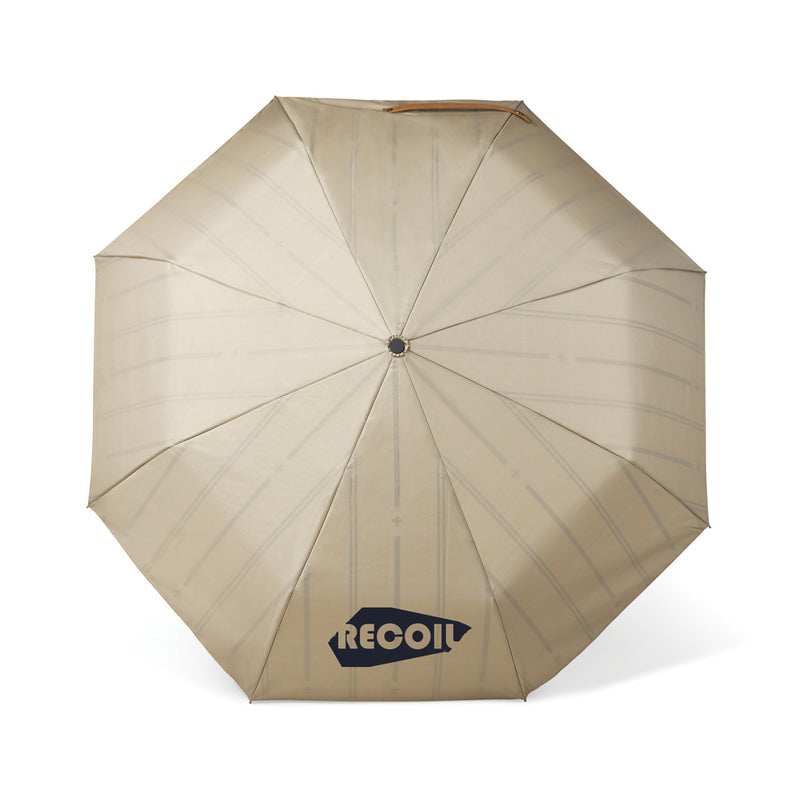 Load image into Gallery viewer, Vinga recycled pet 21-inch foldable umbrella open, showing its compact design and eco-friendly materials.