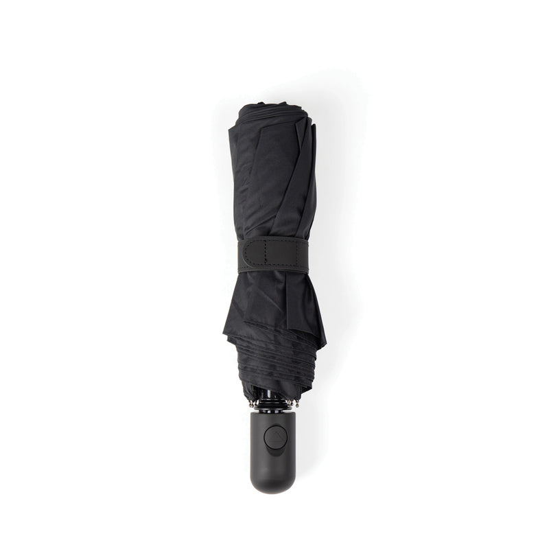 Load image into Gallery viewer, Vinga Baltimore AWARE™ RPET 21-inch umbrella open with green canopy and sturdy handle, designed for rain protection.