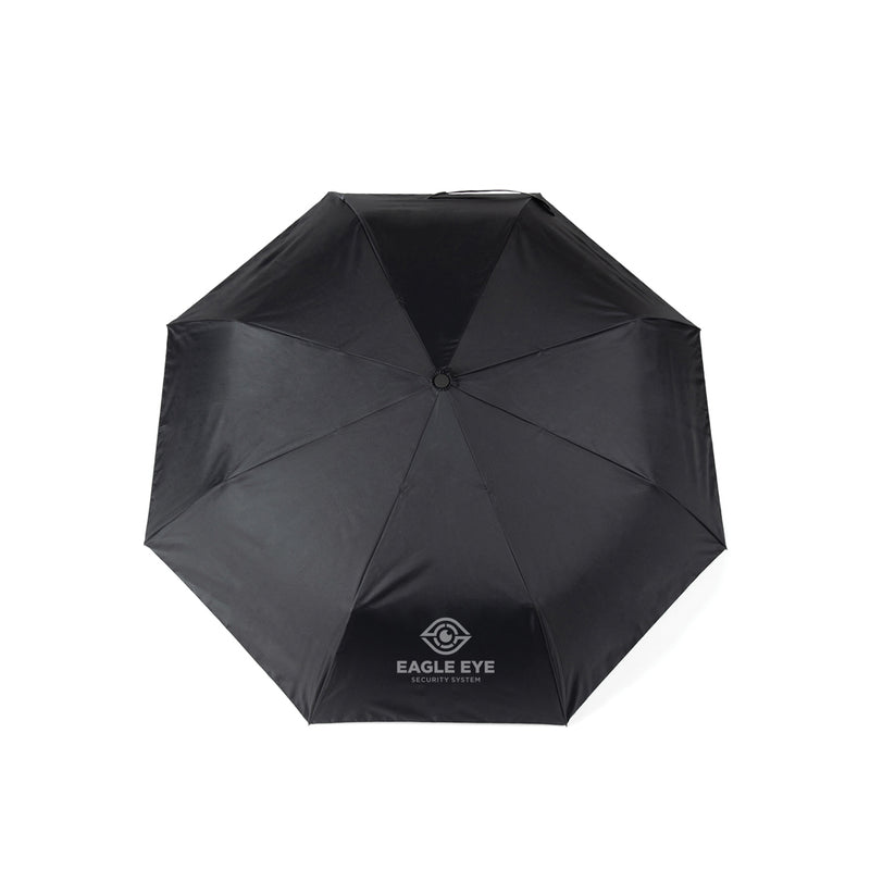 Load image into Gallery viewer, Vinga Baltimore AWARE™ RPET 21-inch umbrella open with navy canopy and curved handle, showcasing sustainable design.