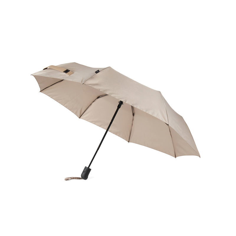Load image into Gallery viewer, Vinga Baltimore AWARE™ RPET 21-inch umbrella open with black canopy and sturdy handle, eco-friendly rain protection.