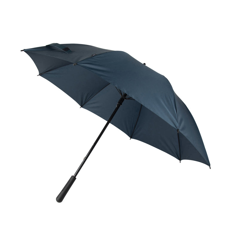 Load image into Gallery viewer, Vinga Baltimore AWARE™ RPET 23-inch umbrella opened, featuring a green canopy with Vinga branding and sturdy metal frame.