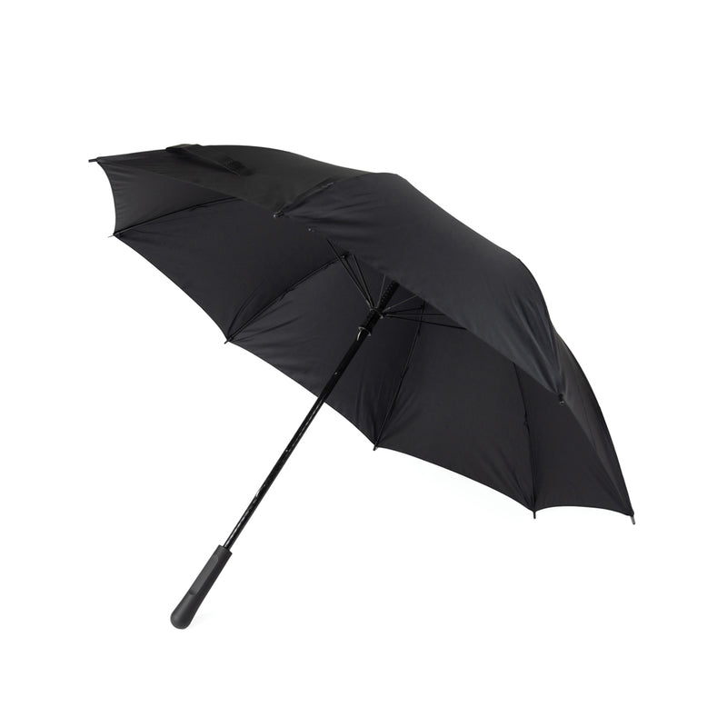 Load image into Gallery viewer, Vinga Baltimore AWARE™ RPET 23-inch umbrella open with green canopy and black handle, eco-friendly design for rain protection.