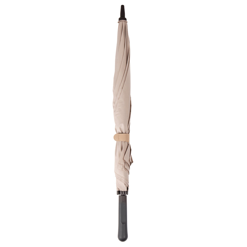 Load image into Gallery viewer, Vinga Baltimore AWARE™ RPET 23-inch umbrella open with teal canopy and black handle, showcasing eco-friendly design.