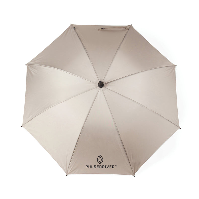 Load image into Gallery viewer, Vinga Baltimore AWARE™ RPET 23-inch umbrella open with green canopy and sturdy handle, eco-friendly design for rain protection.