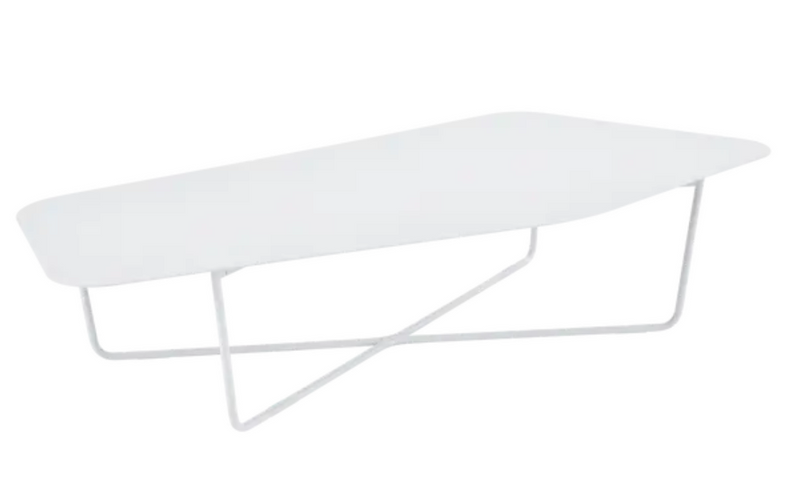 Load image into Gallery viewer, White Fermob Ultrasofa low metal table measuring 162 × 74 cm, ideal for outdoor furniture and modern outdoor spaces.