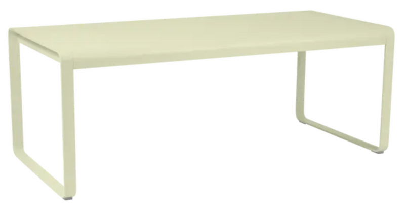 Load image into Gallery viewer, Willow green Fermob Bellevie outdoor metal dining table, 196 x 90 cm, eight-seater, suitable for outdoor patio dining.