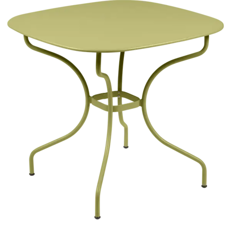 Load image into Gallery viewer, Willow green Fermob OPÉRA+ Carronde outdoor metal table, 82x82 cm, suitable for garden or patio dining and outdoor spaces.