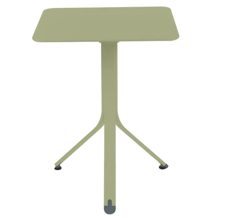 Load image into Gallery viewer, Willow green Fermob Rest'O folding outdoor table, 57x57cm, metal construction, suitable for garden or patio use.