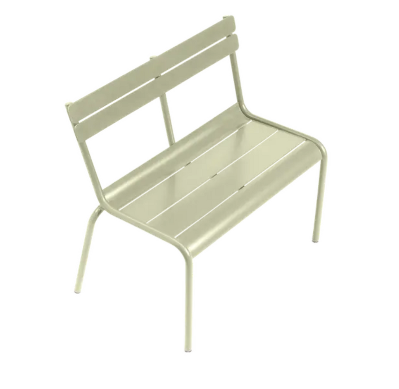 Load image into Gallery viewer, Willow green Fermob Luxembourg Kid Bench for restaurant or play area, durable outdoor furniture for children.