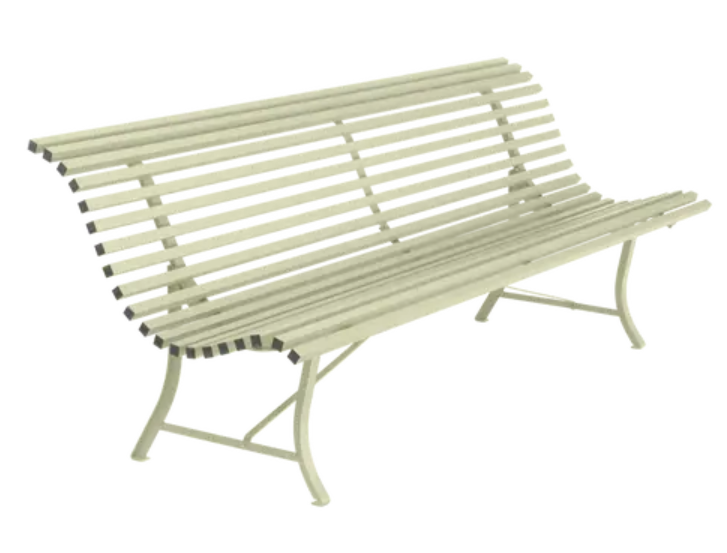 Load image into Gallery viewer, Willow green Louisiane 200cm outdoor folding bench by Fermob, 4-seater garden metal outdoor furniture.