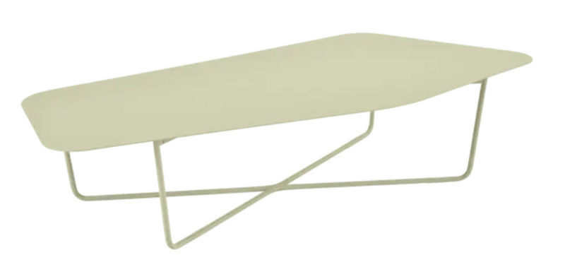 Load image into Gallery viewer, Willow green Fermob Ultrasofa low metal table, 162 × 74 cm, outdoor furniture with sleek modern design.