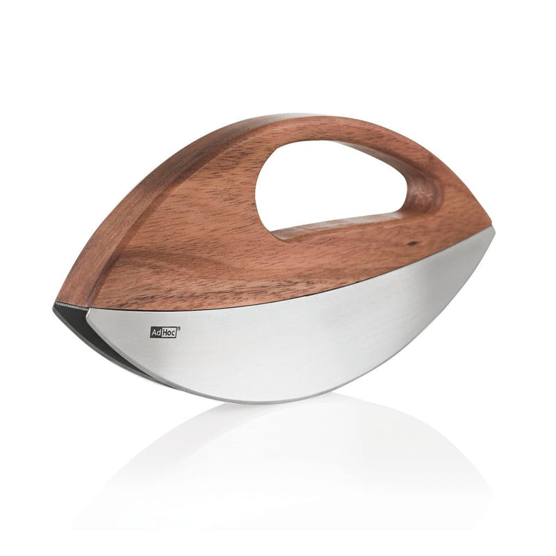 Load image into Gallery viewer, AdHoc Wave Universal chopping knife and pizza cutter - Custom Wood DesignsAdHoc Wave Universal chopping knife and pizza cutter set with ergonomic handles, ideal for kitchen prep and pizza slicing.Home & LivingRBKH50Wood,Stainless steelbrown