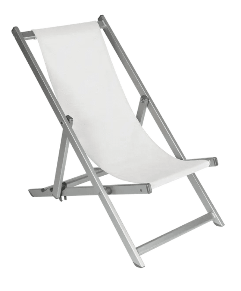 Load image into Gallery viewer, ALPINA Deck Chair Folding Chair - Custom Wood DesignsFermob ALPINA silver folding deck chair with a sleek design, ideal for outdoor seating and relaxation.Foldable Chair24575191312439SilverBlanc