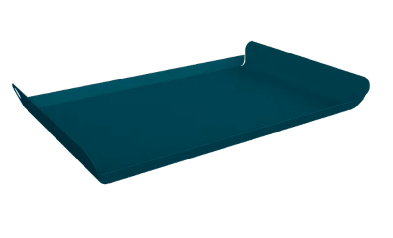Load image into Gallery viewer, Fermob Acapulco Blue metal ALTO tray, 36 x 23 cm, outdoor furniture accessory with a sleek, modern design.