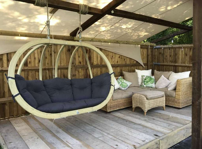 Load image into Gallery viewer, Amazonas Royal Wood Hanging Chair in anthracite with a sturdy wooden frame and comfortable hanging design.