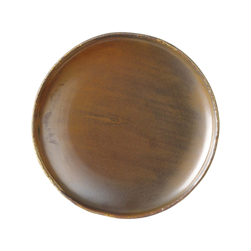 Load image into Gallery viewer, Aurum coupe plate, 270mm - Custom Wood DesignsAurum coupe plate by Fine Dine, 270mm flat plate with high rim, white ceramic dinnerware, shown on a table setting.flat plate with high rim762431