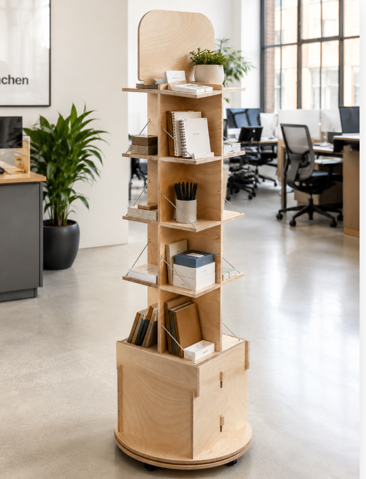Load image into Gallery viewer, Adjustable Esposit Avo Max Shelving on wheels, a versatile floor display unit with multiple shelves for retail or hotel use.