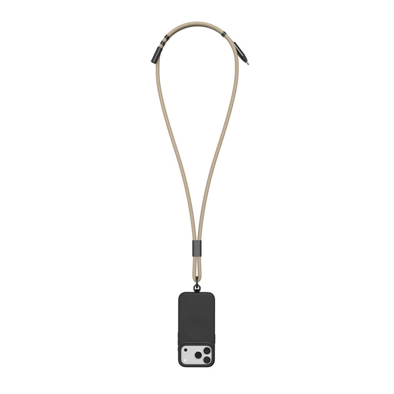 Load image into Gallery viewer, Baltimore RCS Phone cord With Charging Cable - Custom Wood DesignsVinga Baltimore RCS phone cord with charging cable for smartphones and tablets, black, durable braided design.Phone & Tablet accessoriesV3020019Recycled TPE,Recycled Polyurethanegreige