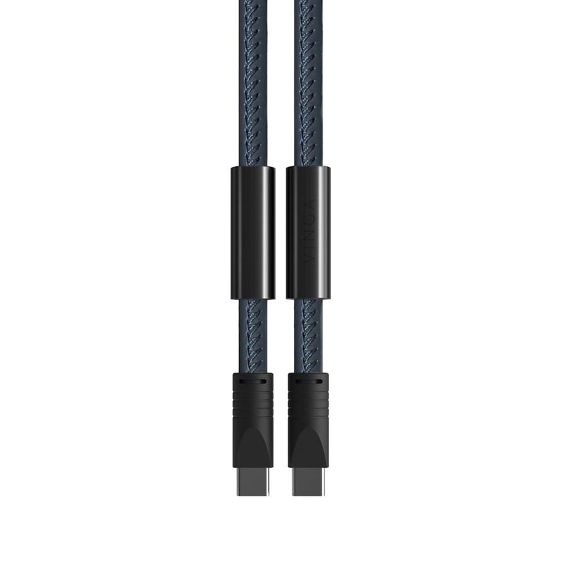 Load image into Gallery viewer, Baltimore RCS Phone cord With Charging Cable - Custom Wood DesignsVinga Baltimore RCS phone cord with charging cable for phone and tablet accessories, black, coiled cable with connector endsPhone & Tablet accessoriesV3020025Recycled TPE,Recycled Polyurethanenavy