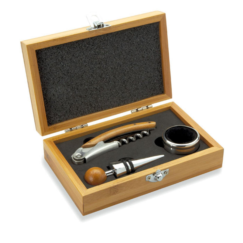 Load image into Gallery viewer, Wine Set with bamboo box pack of 25 Custom Wood Designs __label: Multibuy bambooboxwinesetcustomwooddesignspromogifting_8dee8537-5772-4f51-9e39-b953d5be0c1e