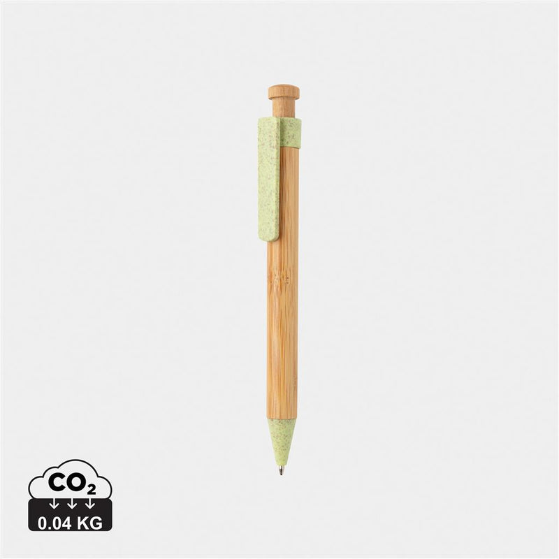 Load image into Gallery viewer, Bamboo pen with wheatstraw clip pack of 500 Green Custom Wood Designs __label: Multibuy bamboowheatstrawpencustomwooddesigns