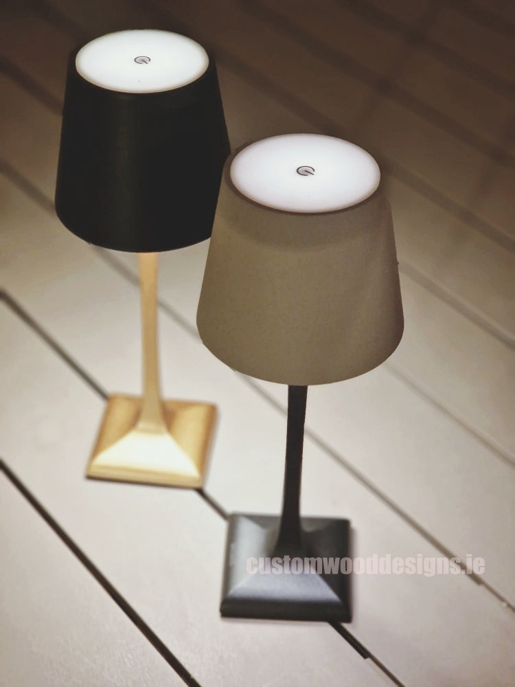 Load image into Gallery viewer, Cordless rechargeable LED table lamp in black for restaurant and hotel tables – available from Custom Wood Designs Ireland