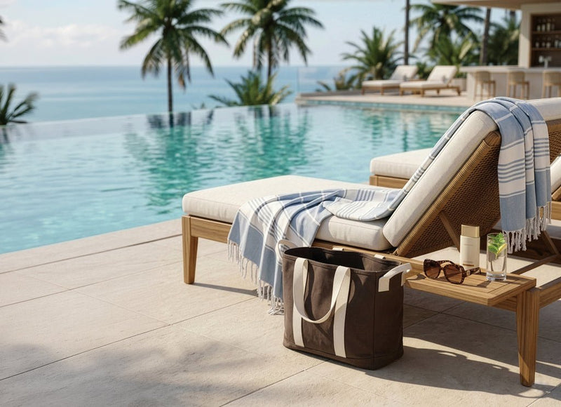 Load image into Gallery viewer, BEAU AWARE™ Beach bag 400gsm recycled canvas, with side hand - Custom Wood DesignsBeau Aware™ beach bag by XD Xclusive made from 400gsm recycled canvas with side handles, perfect for travel and beach outings.Bags & TravelP763.5509Recycled Canvasbrown