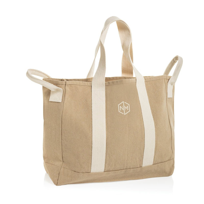 Load image into Gallery viewer, BEAU AWARE™ Beach bag 400gsm recycled canvas, with side hand - Custom Wood DesignsBEAU AWARE™ beach bag by XD Xclusive made from recycled canvas with side handles, ideal for beach and travel use.Bags & TravelP763.5519Recycled Canvasbeige