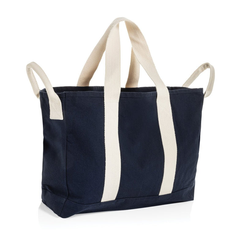 Load image into Gallery viewer, BEAU AWARE™ Beach bag 400gsm recycled canvas, with side hand - Custom Wood DesignsBEAU AWARE™ beach bag by XD Xclusive, made from recycled canvas with side handles, perfect for casual outings and travel.Bags & TravelP763.5525Recycled Canvasnavy
