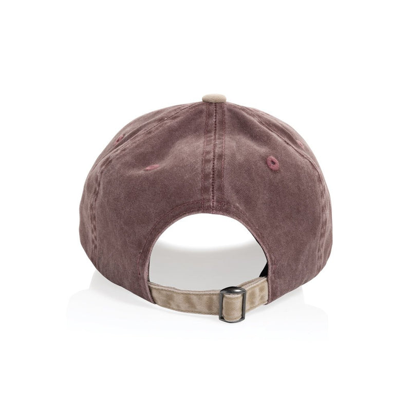 Load image into Gallery viewer, BEAU AWARE™ Washed 6 panel 270gsm cotton twill two tone cap - Custom Wood DesignsXD Xclusive BEAU AWARE™ washed 6-panel cotton twill cap in two-tone design, showcasing headwear with adjustable strap and branding.HeadwearP453.1424Recycled cotton,rPETred