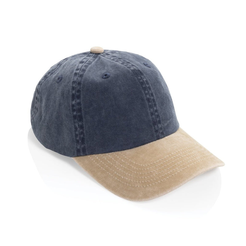 Load image into Gallery viewer, BEAU AWARE™ Washed 6 panel 270gsm cotton twill two tone cap - Custom Wood DesignsXD Xclusive BEAU AWARE™ washed 6-panel cotton twill cap with two-tone design, showcasing its stylish headwear style.HeadwearP453.1425Recycled cotton,rPETnavy