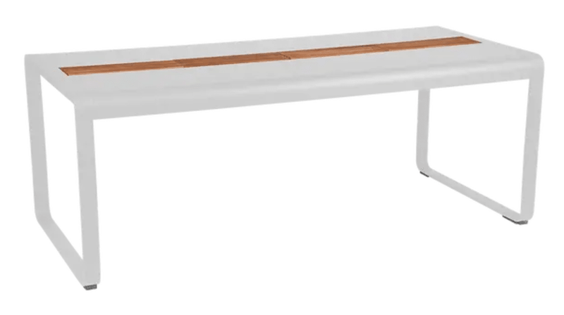 Load image into Gallery viewer, Fermob Bellevie outdoor dining table in cotton white wood and metal, 196x90cm, with storage, eight-seater for garden or patio.