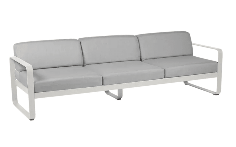 Load image into Gallery viewer, Bellevie 3-Seater Outdoor Sofa - Custom Wood DesignsFermob Bellevie 3-seater outdoor sofa with grey metal frame and fabric cushions, suitable for garden or patio seating.Outdoor Sofa Metal Fermob24575204343031Chilli/Pearl