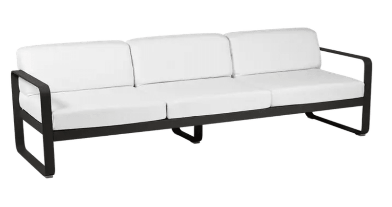 Load image into Gallery viewer, Bellevie 3-Seater Outdoor Sofa - Custom Wood DesignsBellevie 3-seater outdoor sofa by Fermob with off-white fabric and metal frame, perfect for garden or patio relaxation.Outdoor Sofa Metal Fermob24575201227223Liquerice/OffWhite