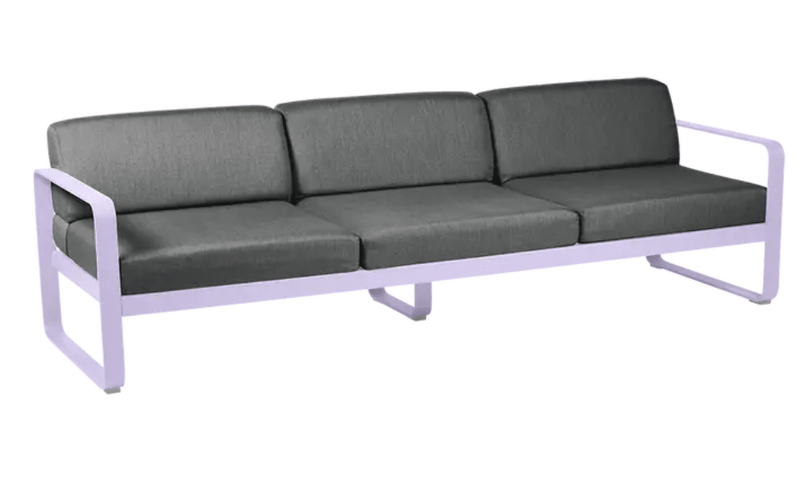 Load image into Gallery viewer, Bellevie 3-Seater Outdoor Sofa - Custom Wood DesignsFermob Bellevie 3-seater outdoor sofa with marshmallow graphite grey metal frame, stylish patio furniture for outdoor seating.Outdoor Sofa Metal Fermob24575200928919Marshmallow/GraphiteGrey