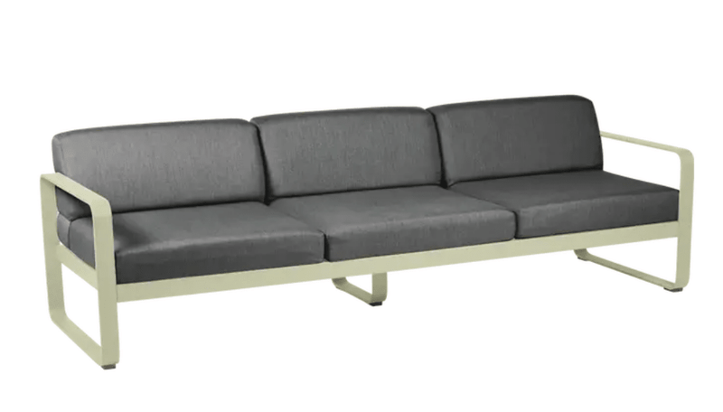 Load image into Gallery viewer, Bellevie 3-Seater Outdoor Sofa - Custom Wood DesignsWillow green and graphite grey Fermob Bellevie 3-seater outdoor sofa with metal frame, designed for outdoor patio or garden spaces.Outdoor Sofa Metal Fermob24575206918199Willow Green / Graphite