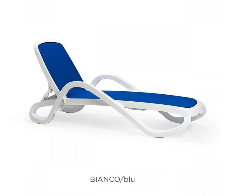 Load image into Gallery viewer, Nardi Alfa Sun Lounger stackable outdoor recliner with armrests, white plastic sunlounger for patio or garden relaxation.
