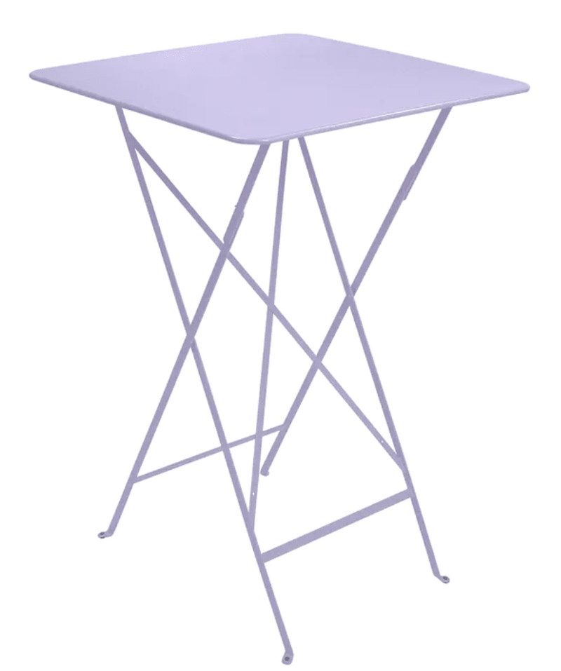Load image into Gallery viewer, Bistro High Table 71 x 71 cm – Contract Folding Bar Table - Custom Wood DesignsFermob Bistro high table in marshmallow lilac purple with a foldable steel design, suitable for outdoor use.Foldable High Table Ferob Outdoor7921.0Marshmallow