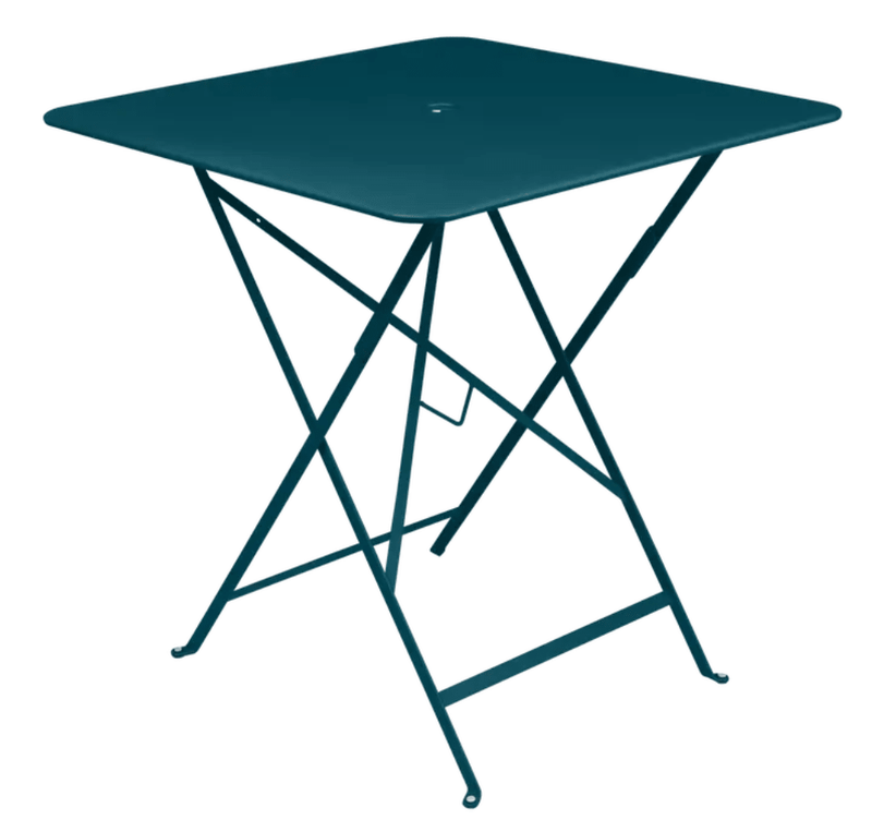 Load image into Gallery viewer, Bistro Table 71x71cm - Custom Wood DesignsBlue Fermob foldable Bistro Table 71x71cm for outdoor use, made of powder-coated steel with UV-resistant finish.Foldable Table Ferob Outdoor7931.0Acapulco Blue