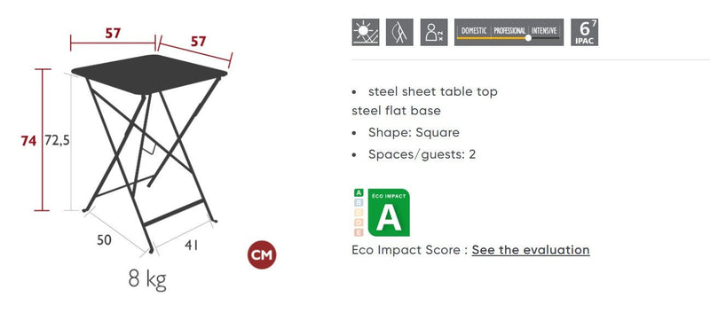 Load image into Gallery viewer, Bistro Table 71x71cm - Custom Wood DesignsFoldable Fermob Bistro Table in 71x71cm with powder-coated metal surface, ideal for outdoor dining or hospitality settingsFoldable Table Ferob Outdoor7933.0Anthracite