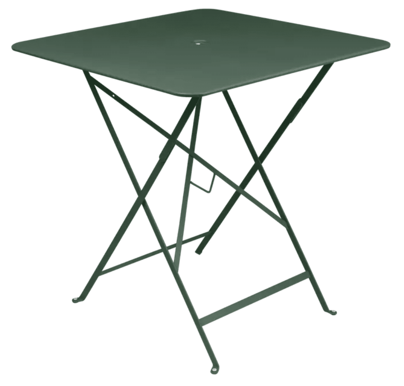 Load image into Gallery viewer, Bistro Table 71x71cm - Custom Wood DesignsCedar green Fermob foldable Bistro Table 71x71cm for outdoor terrace dining, metal construction, suitable for four peopleFoldable Table Ferob Outdoor7929.0Cedar Green
