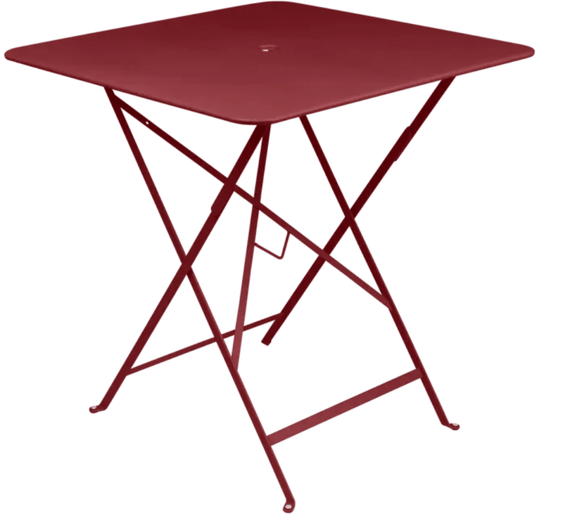 Load image into Gallery viewer, Bistro Table 71x71cm - Custom Wood DesignsFermob foldable Bistro table 71x71cm in vibrant chili red, outdoor steel with UV-resistant powder coating, suitable for cafe settings.Foldable Table Ferob Outdoor7936.0Chilli