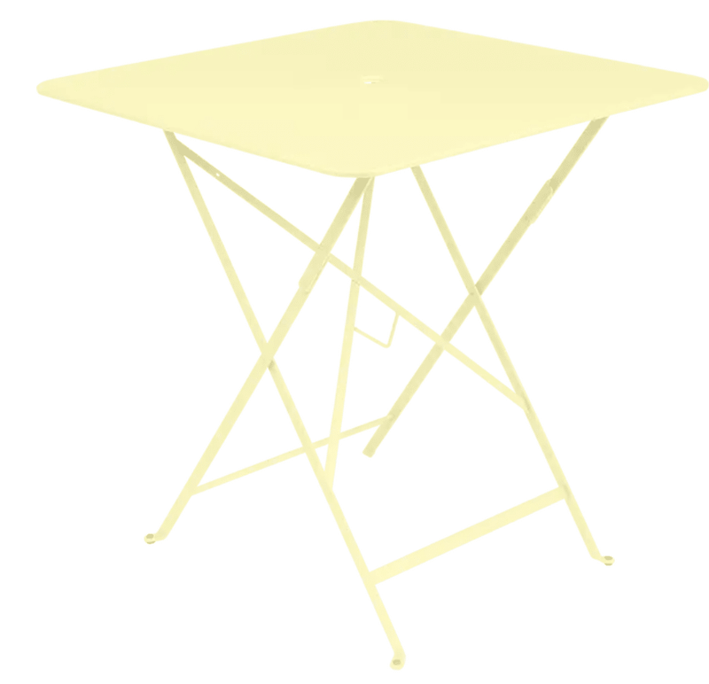 Load image into Gallery viewer, Bistro Table 71x71cm - Custom Wood DesignsFermob foldable bistro table 71x71cm with frosted lemon finish, outdoor steel café furniture, UV-resistant powder coating.Foldable Table Ferob Outdoor7925.0Frosted Lemon