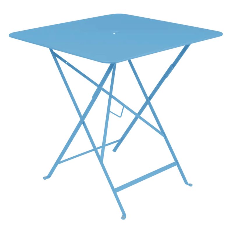 Load image into Gallery viewer, Bistro Table 71x71cm - Custom Wood DesignsFermob Maya Blue foldable metal bistro table, 71x71cm, for outdoor restaurant terrace seating.Foldable Table Ferob Outdoor7920.0Maya Blue